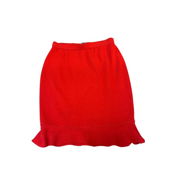 St. John Evening by Marie Gray Red Santana Knit Skirt With Ruffle Hemline size 6 - Picture 2 of 4
